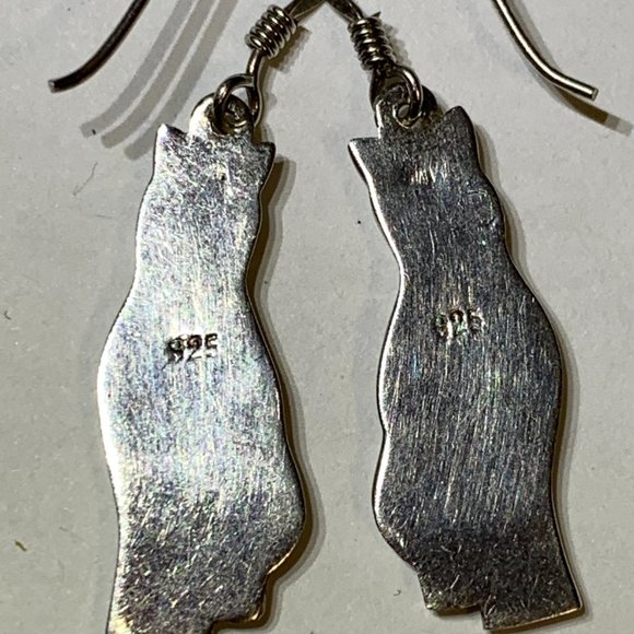 💝Vintage Cat Earrings Silver 925 - Picture 3 of 5